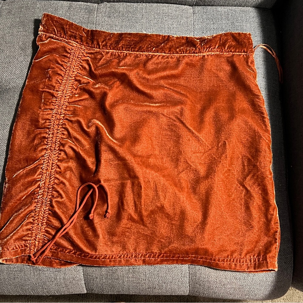 Free People Burnt Orange Velvet Skirt